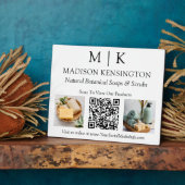 モノグラムまたはロゴビジネスの追加QRコード2写真 フォトプラーク (側面)