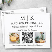 モノグラムまたはロゴビジネスの追加QRコード2写真 ポストカード