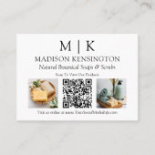 モノグラムまたはロゴビジネスの追加QRコード2写真 名刺 (正面)