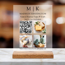 モノグラムまたはロゴビジネスの追加QRコード3写真 アクリルサイン