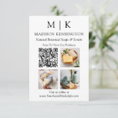 モノグラムまたはロゴビジネスの追加QRコード3写真 カード (スタンド正面)