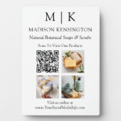 モノグラムまたはロゴビジネスの追加QRコード3写真 フォトプラーク (正面)