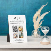 モノグラムまたはロゴビジネスの追加QRコード3写真 フォトプラーク (側面)