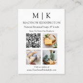 モノグラムまたはロゴビジネスの追加QRコード3写真 名刺 (正面)