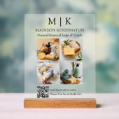 モノグラムまたはロゴビジネスの追加QRコード4写真 アクリルサイン (ニュートラル)