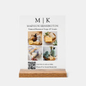 モノグラムまたはロゴビジネスの追加QRコード4写真 アクリルサイン (正面)