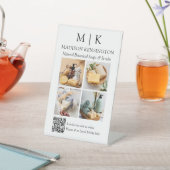 モノグラムまたはロゴビジネスの追加QRコード4写真 台座サイン (インサイチュ)