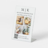 モノグラムまたはロゴビジネスの追加QRコード4写真 台座サイン (正面)