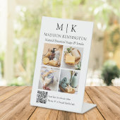 モノグラムまたはロゴビジネスの追加QRコード4写真 台座サイン