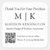 モノグラムまたはロゴビジネスQRコードの追加 スクエアシール (正面)