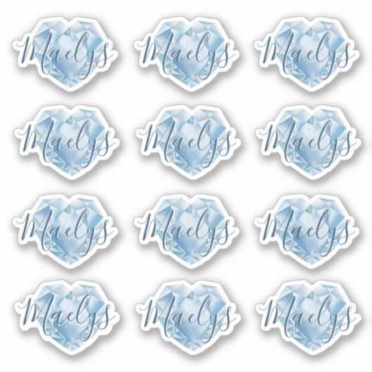 モノグラムまたは名前かわいいハートダイヤモンドおもしろいを追加ガーリー シール (正面)