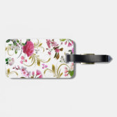 モノグラムまたは名前をカスタムするのピンクの花 ラゲッジタグ (裏面横)