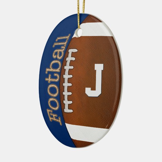モノグラムまたは数フットボールのオーナメント、あなたの色 セラミックオーナメント (左)