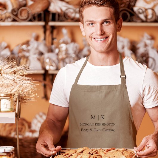 モノグラムまたは追加ロゴビジネスポケットカーキ ロングエプロン