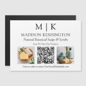 モノグラムまたは追加ロゴフォトビジネスQRコードマグネット (正面/裏面)