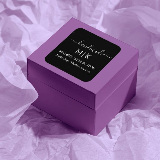 モノグラムまたは追加ロゴ手作りビジネスブラック スクエアシール