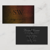 モノグラムを使用した濃い灰色のオレンジ色のグラデーション 名刺 (正面/裏面)