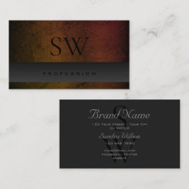 モノグラムを使用した濃い灰色のオレンジ色のグラデーション 名刺