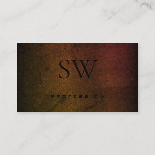 モノグラムを使用した濃い灰色のオレンジ色のグラデーション 名刺 (正面)