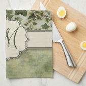 モノグラムを持つフィレンツェの水彩画のキヅタ キッチンタオル (四つ折り)