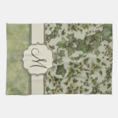 モノグラムを持つフィレンツェの水彩画のキヅタ キッチンタオル (横)