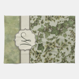 モノグラムを持つフィレンツェの水彩画のキヅタ キッチンタオル