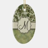 モノグラムを持つフィレンツェの水彩画のキヅタ セラミックオーナメント (右)