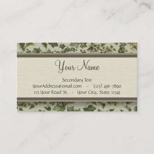 モノグラムを持つフィレンツェの水彩画のキヅタ 名刺 (正面)