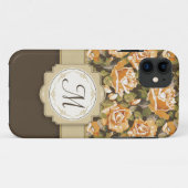 モノグラムを持つブラウンの金ゴールドの黄色バラ Case-Mate iPhoneケース (裏面(横))