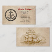 モノグラムを持つ海洋のアンティーク 名刺 (正面/裏面)