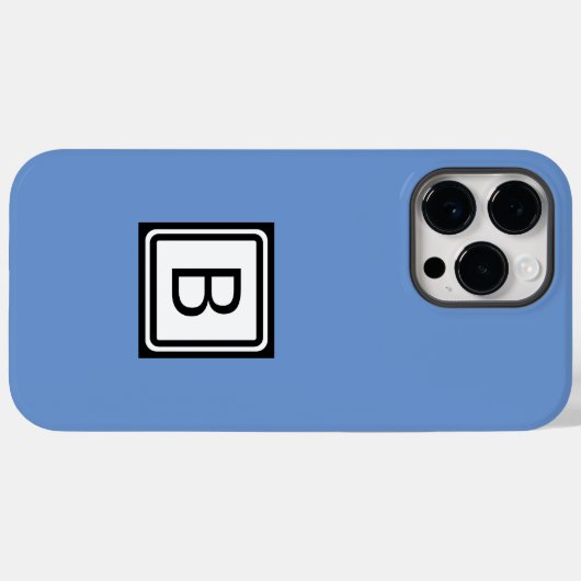 モノグラムを黒でパーソナライズするダブルボックス(青) Case-Mate iPhoneケース (裏面 (横))