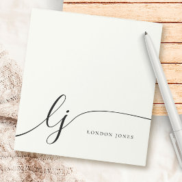 モノグラムアイボリーホワイトミニマモダンリストフェミニン ノートパッド