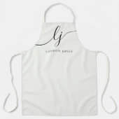 モノグラムアイボリーモダンミニマルエレガントリストスクリプト エプロン (正面)