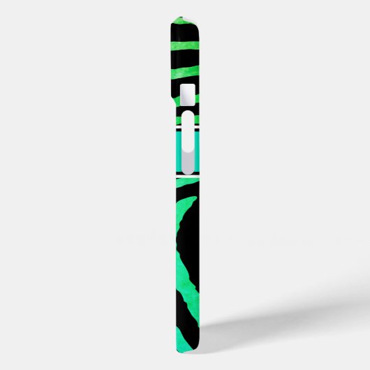 モノグラムアクアグリーン、黒ゼブラストライプ Case-Mate iPhoneケース (裏面 / 左)