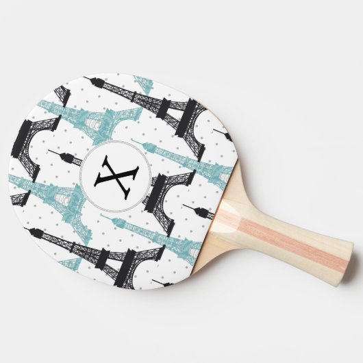 モノグラムアクアシックエッフェルタワーパターン 卓球ラケット (横)