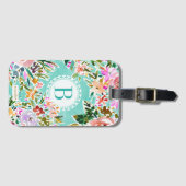 モノグラムアクアビーラブカラフルフローラ ラゲッジタグ (正面横)