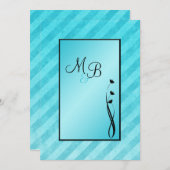 モノグラムアクアブラックフローラストライプ招待状 招待状 (正面/裏面)