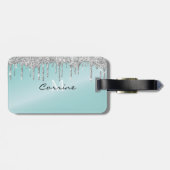 モノグラムアクアブルー+シルバー滴下グリッターアイシング ラゲッジタグ (裏面横)