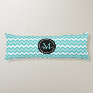 モノグラムアクアホワイト抽象芸術シェブロン ボディピロー