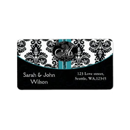 モノグラムアクア差出人住所ラベル ラベル