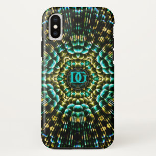モノグラムアクア金ゴールド幾何学理論 iPhone XSケース