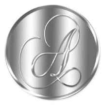 モノグラムアシルバーカラー結婚式招待状ホリデイ