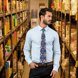 モノグラムアステカトライバル幾何学模様 ネクタイ