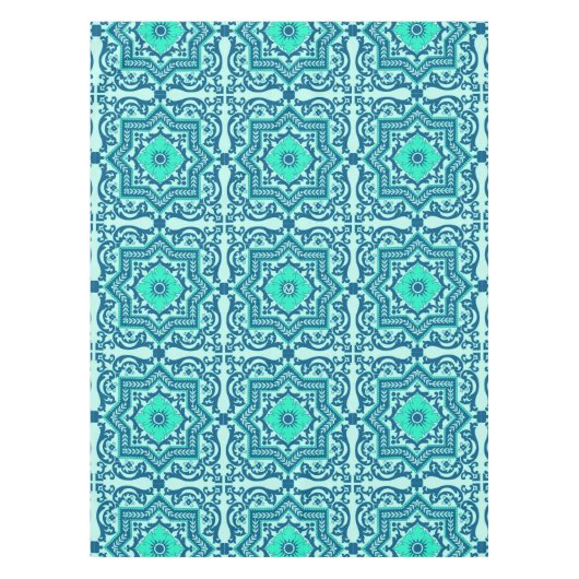 モノグラムアズレホセラミックスタイルヴィンテージオーナメント テーブルクロス (正面)