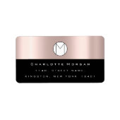 モノグラムアドレス名ミニマルバラブラックRSVP ラベル (正面)