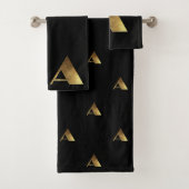 モノグラムアブラックアンド金ゴールドルックエレガントタイポグラフィ バスタオルセット (インサイチュ)