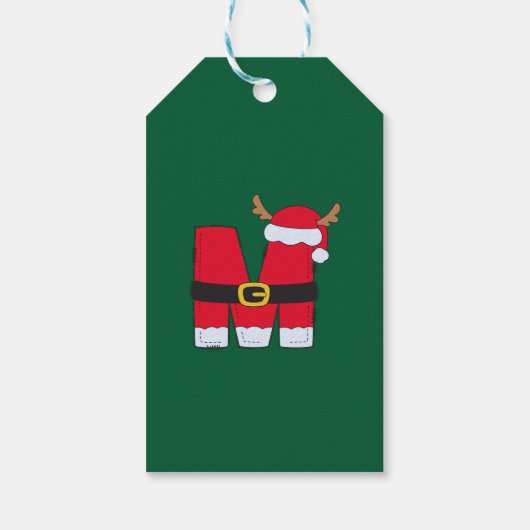 モノグラムアルファベット文字Mサンタハットクリスマス ギフトタグ (裏面)