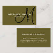 モノグラムアンティークブロンズ色の背景 名刺 (正面/裏面)