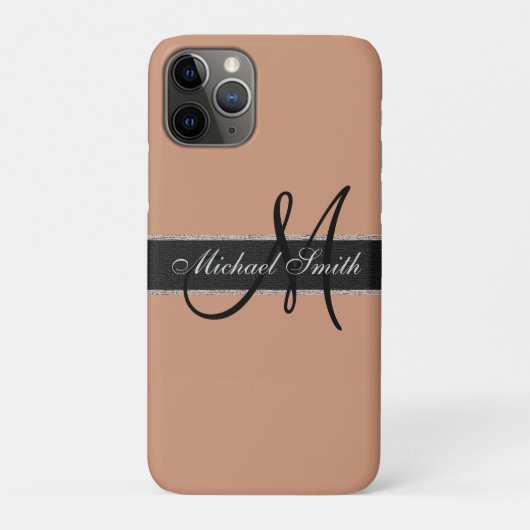 モノグラムアンティーク真鍮カラー背景 Case-Mate iPhoneケース (裏)