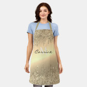 モノグラムアンティーク金ゴールド滴下グリッター金属 エプロン (着用した状態)